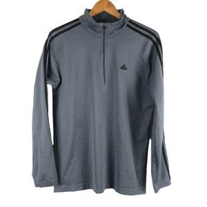 Adidas Men's Size Medium Grey Black Activewear Pullover Half Zip Long Sleeves